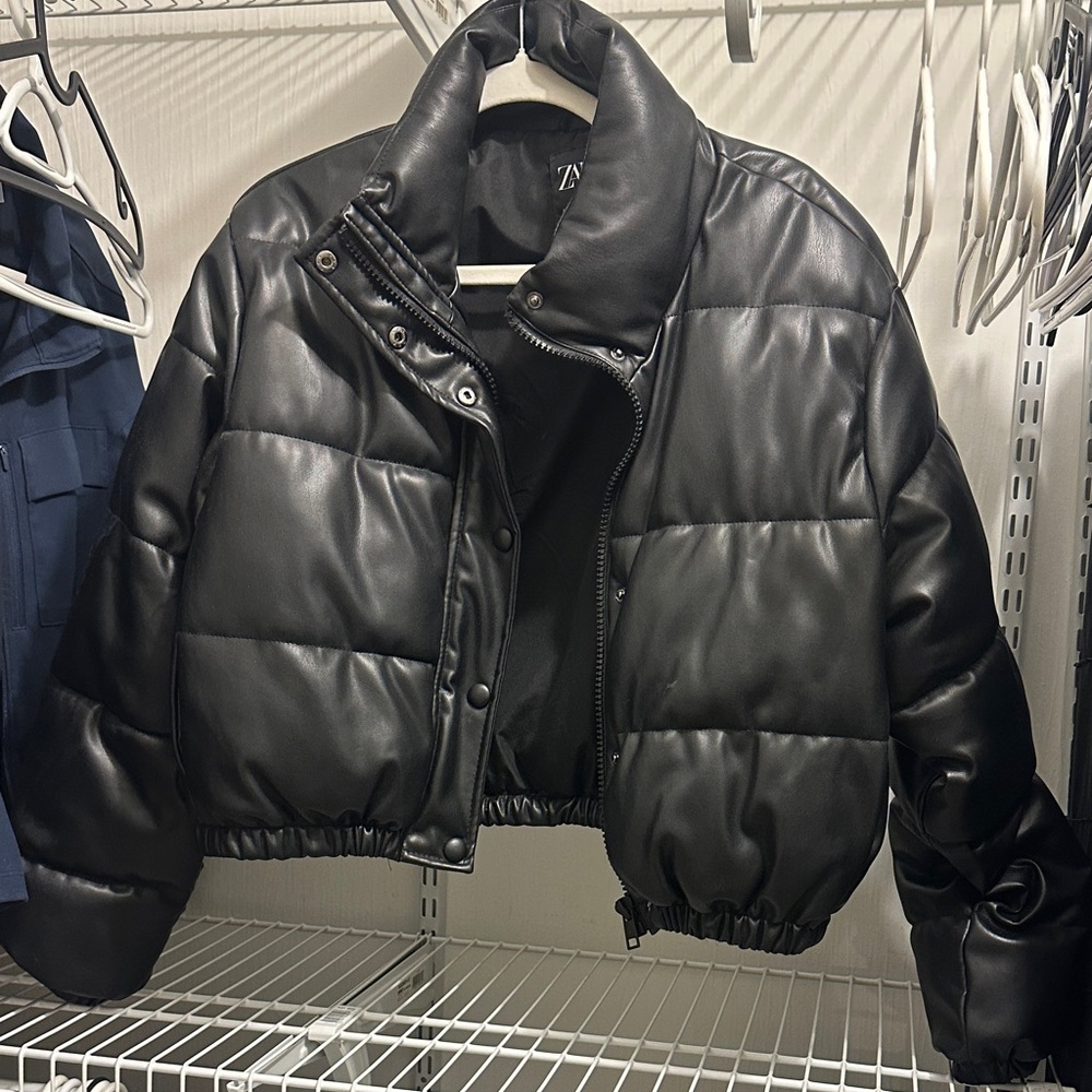 Zara Black Bomber Puffer Jacket
